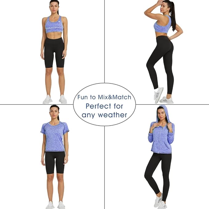 Women’s 5-Piece Workout Set Athletic Exercise Clothing Outfit