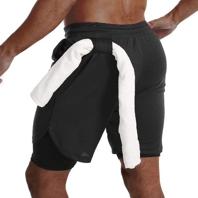 Men's 2-in-1 Running Shorts Quick Dry with Pockets