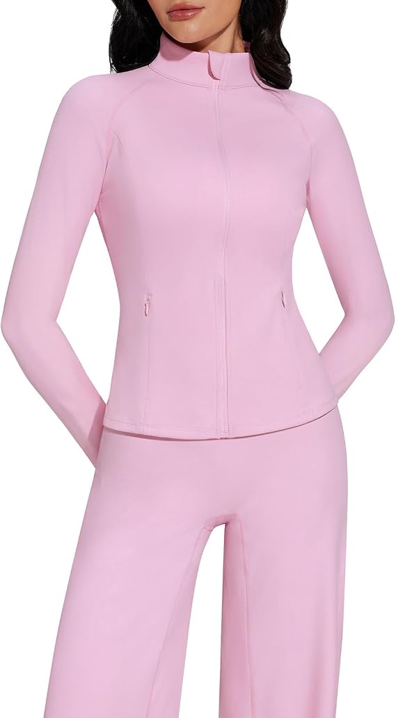 Women’s 2-Piece Workout Set with Zip Jacket & Wide-Leg Pants