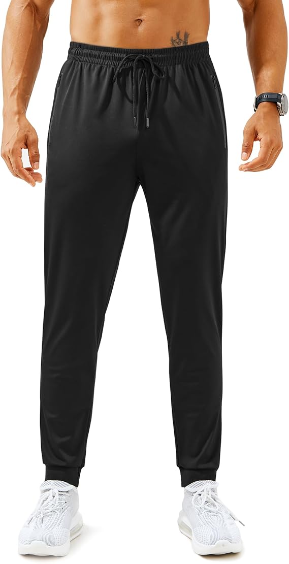 Men's Lightweight Sweatpants with Zipper Pockets for Gym Workout