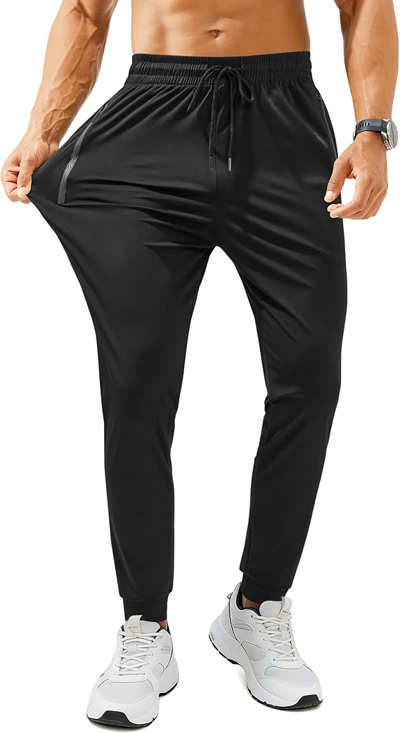 Men's Lightweight Sweatpants with Zipper Pockets for Gym Workout