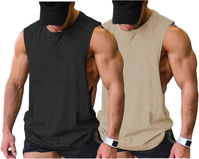 Men's 2 Pack Workout Tank Tops Gym Bodybuilding Sleeveless