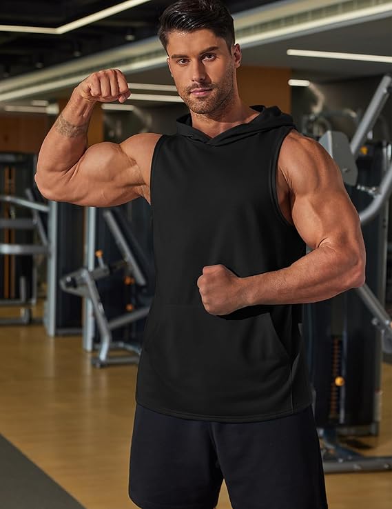 Men's Hooded Tank Tops Sleeveless Gym Workout