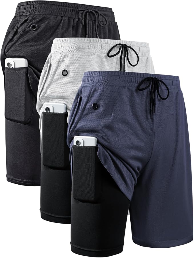Men's 2-in-1 Running Shorts Quick Dry with Pockets