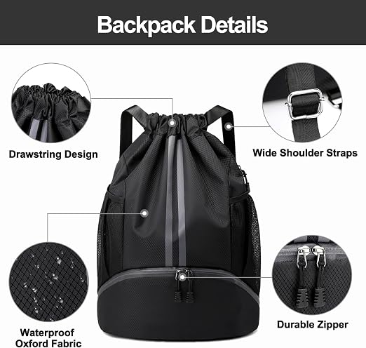 Lightweight Sports Drawstring Backpack for Gym and Daily Activities
