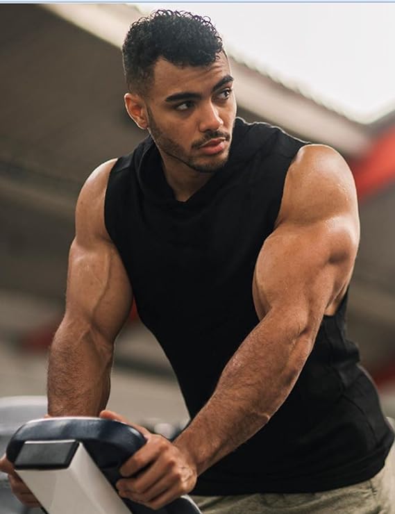 Men's Hooded Tank Tops Sleeveless Gym Workout