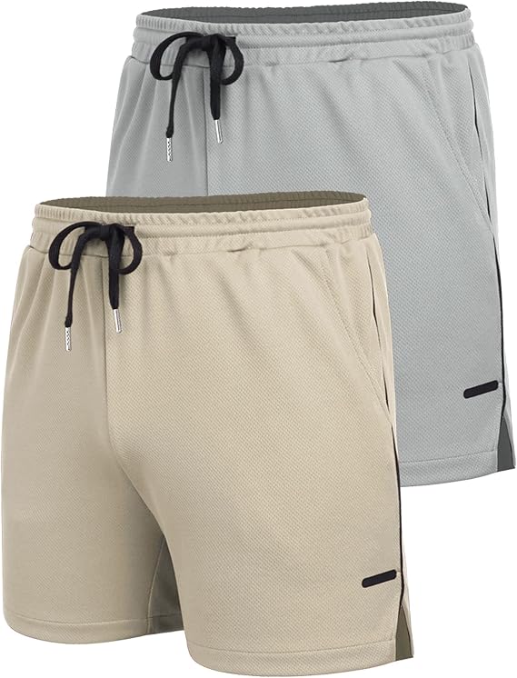 Men's 2 Pack 5 Inch Gym Running Workout Shorts