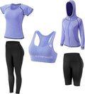 Women’s 5-Piece Workout Set Athletic Exercise Clothing Outfit