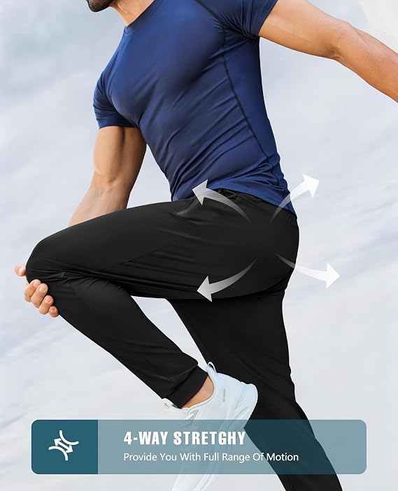 Men's Lightweight Sweatpants with Zipper Pockets for Gym Workout