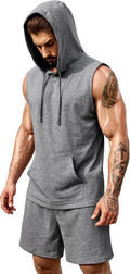 Men's 2 Piece Sleeveless Hoodie and Shorts Workout Set