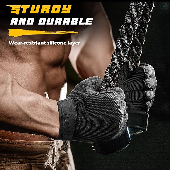 Full-Finger Workout Gloves for Men with Padded Grip
