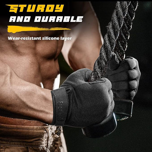 Full-Finger Workout Gloves for Men with Padded Grip