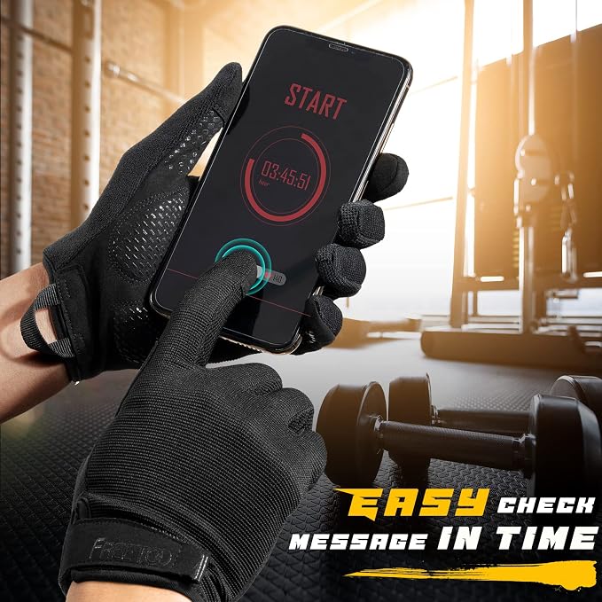 Full-Finger Workout Gloves for Men with Padded Grip